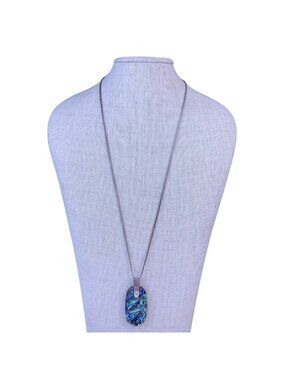 Kendra Scott Womens Silver Tone Necklace With Abalone Shell Pendant